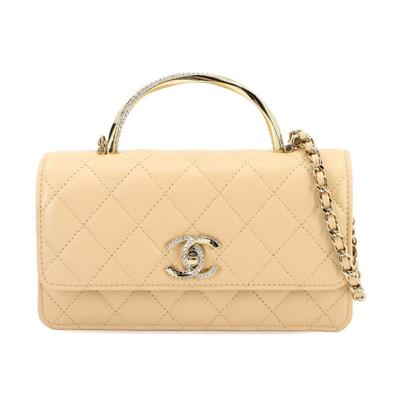 CHANEL Handbags - CHANEL Authentic Cream Lambskin Leather Wallet